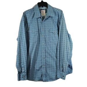 Panhandle Rockabilly Western Blue XL Paisley Cowboy Pearl Snaps Rodeo Cotton